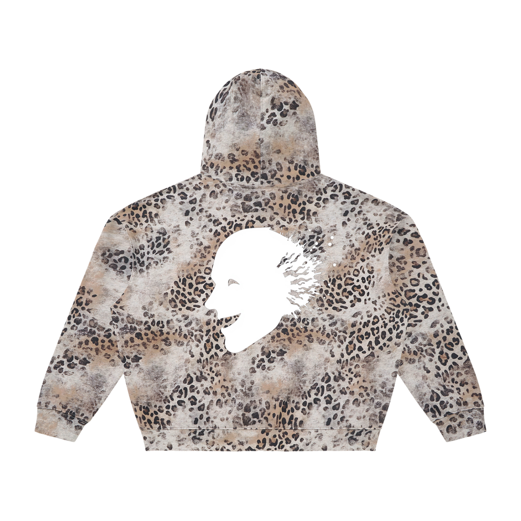 Vintage Wash Leopard Print Hoodie