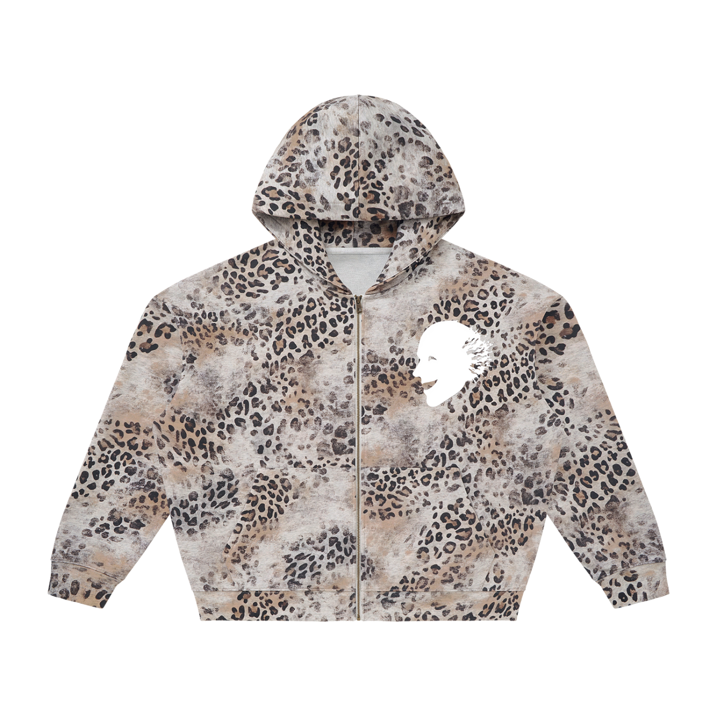 Vintage Wash Leopard Print Hoodie